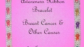 Awareness Ribbon Bracelet  Breast Cancer  Monster Tail or Rainbow Loom [upl. by Paterson]