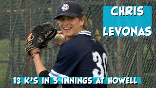 2024 MLB Draft Watch  Chris Levonas  CBA Pitcher  13 Ks in 5 IP at Howell  Top Speed 95 MPH [upl. by Aikahs220]