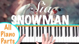 How to play SNOWMAN  Sia Piano Tutorial Chords Accompaniment [upl. by Kudva573]