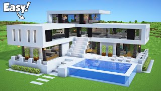 Minecraft How to Build a Modern House Tutorial Easy to follow 52  Interior in Description [upl. by Gael452]