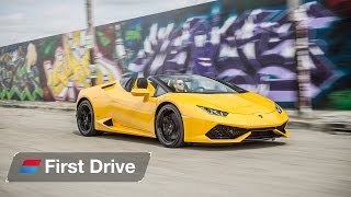 2016 Lamborghini Huracán Spyder LP6104 in Miami  first drive review [upl. by Aiek203]