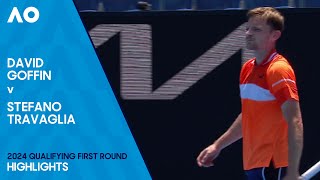 David Goffin v Stefano Travaglia Highlights  Australian Open 2024 Qualifying First Round [upl. by Ateiluj]