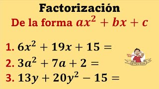 Factorización de un Trinomio de la forma ax2bxc Método del aspa  Video 1 de 2 [upl. by Asseralc]