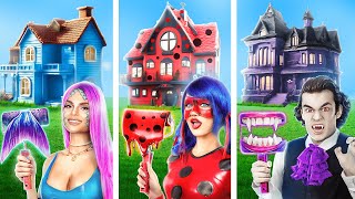 One Colored House Challenge Vampire vs Lady Bug vs Mermaid [upl. by Ricardo]