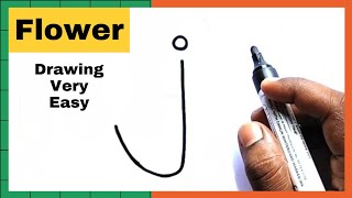 How To Draw A Flower From The Letter J  Flower Drawing Easy  Easy Drawing  Drawing Steps 101 [upl. by Ainesej421]