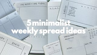 5 minimalist weekly spread ideas for your bullet journal [upl. by Uke414]