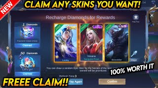 CLAIM NOW FREE EPIC SKIN  LESLEY ANNUAL STARLIGHT  100 DIAMOND BONUS EVENT  MLBB [upl. by Christianity]