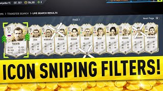 THE BEST ICON SNIPING FILTERS ON FIFA 22 FIFA 22 TRADING TIPS [upl. by Airtemad30]