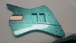 Sandberg Forty Eight Bass refinished in Ocean Aqua Metal Flake  GuitarPaintGuys [upl. by Calva]