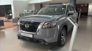 Nissan pathfinder 2023 gray and red color in uae showroom [upl. by Ferino]