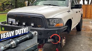 TrakMotive HD Extended Travel CV Axle Install amp Overview  DiyHow To Dodge Ram 2010 37s [upl. by Hester]