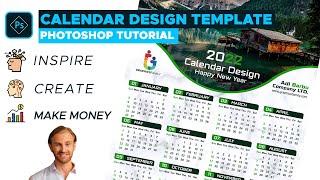 2022 Modern Calendar Design Template  Adobe Photoshop Tutorial [upl. by Cece]