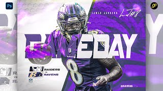 Gameday Edit  How to Create a Gameday Graphic Design Sports Photoshop Tutorials 2022 [upl. by Aihsital]