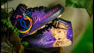 How to Custom Paint Air Force 1s Tutorial step by step Kpop Jiu of Dreamcatcher [upl. by Garrard]