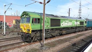 60015 and 66004 T n T the UK Railtours 1Z22 Finsbury Park to Barnetby charter at Doncaster 8423 [upl. by Reivad]