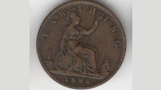 VICTORIA 1884 FARTHING Coin VALUE  REVIEW [upl. by Blaire]