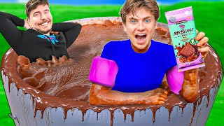 Last To Leave Mr Beast Chocolate Hot Tub WINS 10000 [upl. by Brunhilda881]