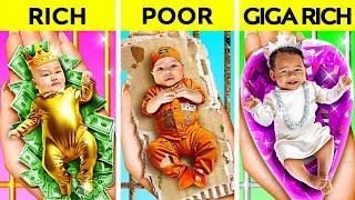 Rich VS Broke VS Giga Rich Pregnant In Jail  Funny DIY Hacks by 123GO CHALLENGE [upl. by Ailimaj]