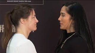 KATIE TAYLOR VS AMANDA SERRANO  IN THE FACE OF HISTORY  first faceoff [upl. by Tadio]