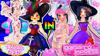 ONLY Making ROYALE HIGH SETS In DRESS TO IMPRESS Goddess Of Triumph Whimsy Witch Starlight ROBLOX [upl. by Bernita]