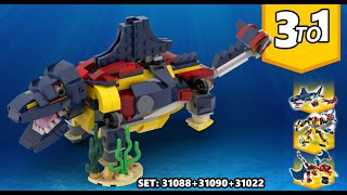 Lego 3 TO 1 Stegosauria Dinosaur Alternative Build  Build from set 31090  31088  31102 [upl. by Hsac]