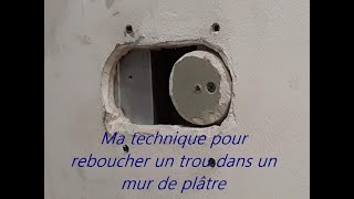 Comment reboucher un trou dans un mur en placo plaques de plâtre [upl. by Adian]