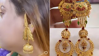 Latest heavy Gold Earrings Designs 😍 Gold earrings designs Earrings designs 2023 8 [upl. by Nnayllehs384]