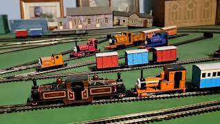 Bachmann Double fairlie and Bachmann Rheneas pulling 4 blue coaches [upl. by Selegna365]