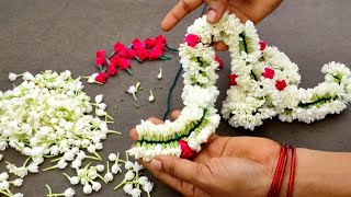 Mullai poo kattuvathu eppadi in tamil simple mullai poo malai kattuvathu eppadi bridal veni making [upl. by Maiah]