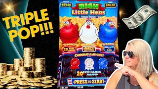 I was SWEATING and then got the TRIPLE POP on 600 Spins 😍 Rich Little Hens was ready to pop [upl. by Erbe]