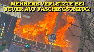 DRAMATISCHER ZWISCHENFALL AUF FASCHINGSUMZUG  FASCHINGSWAGEN IN FLAMMEN  MEHRERE VERLETZTE [upl. by Fagan]