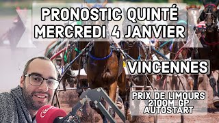 Pronostic Quinté Mercredi 4 Janvier 2023 Vincennes [upl. by Chalmers]