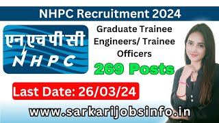 NHPC Recruitment 2024  New Govt Job Vacancy 2024  Sarkari Jobs Info [upl. by Sadiras]