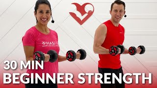 30 Min Beginner Strength Training at Home  Full Body Dumbbell Workout for Beginners with Weight [upl. by Schulein]