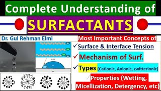 SURFACTANTS Structure and Mechanism  Types and Properties of Surfactants Surfaceinterface Tension [upl. by Fleischer503]