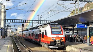 🌈Regenbogen über Bahnhof Feldkirch mit neuestem VMOBIL Desiro 4748 011🌈 [upl. by Yeta259]