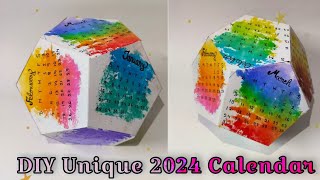 How To Make Colourful Desk Calendar at home DIY Calendar 2024 Paper Calendar ideas  Easy Tutorial [upl. by Mulloy]