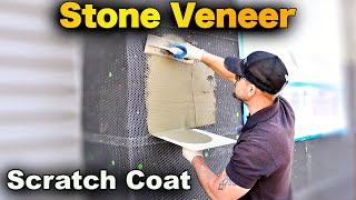 Stone Veneer Installation  Part 1 Scratch Coat Metal Lath And Underlayment [upl. by Varian]