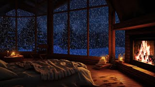 🔴 Relaxing Blizzard with Fireplace Crackling  fall Asleep  Winter wonderland overcome all chaos [upl. by Ahsekam]