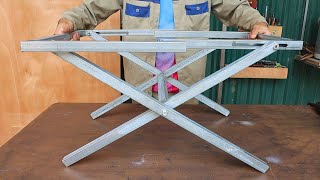 Great idea on how to make a smart folding table DIY smart folding metal table [upl. by Jonah257]