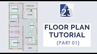 ArchiCAD 23  Floor Plan Tutorial Part 01 [upl. by Gine]