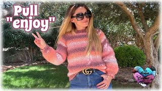 TUTO PULL quotENJOYquot CROCHET 🤩 toutes tailles crochet crochetlovers вязаниекрючком вязание knit [upl. by Naek756]