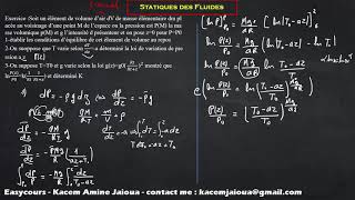 83  Exercice de Statique des fluides  Thermodynamique SMPC [upl. by Emerald]