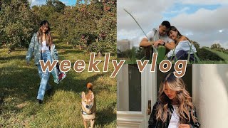 WEEKLY VLOG  getting curtain bangs apple picking with the dogs journaling and calm mornings [upl. by Venus]