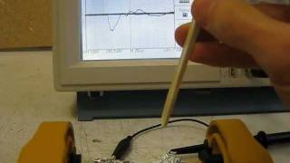 How to test Rochelle salt piezoelectric crystals voltage oscilloscope [upl. by Maccarone]