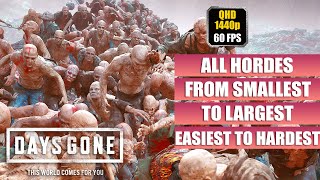 Days Gone ALL HORDES  Easiest to Hardest  Smallest to Largest Ranked By Size amp By Difficulty PC [upl. by Eliathas]