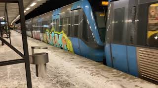 Vandalised C25 departs Enskede Gård station Dec 8 [upl. by Ledeen]