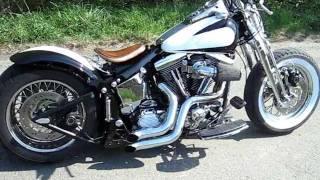 Harley Davidson Softail EVO Bobber Springer FXSTS with Santee Boa Sound black amp white Colour [upl. by Lepine]