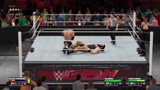 WWE 2K17 GoldbergRoman Reigns VS Braun Strowman In A 2 VS 1 Handicap Match [upl. by Llednor]