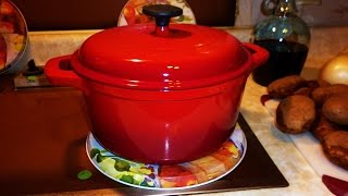 Tramontina 55 qt Enameled Cast Iron Dutch Oven Cooks a Roast Beef [upl. by Bidget]